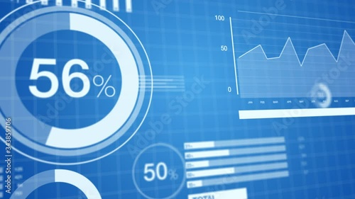 3D animated bar graphs and pie charts slick, clean, elegant white on blue background. Great for corporate presentations