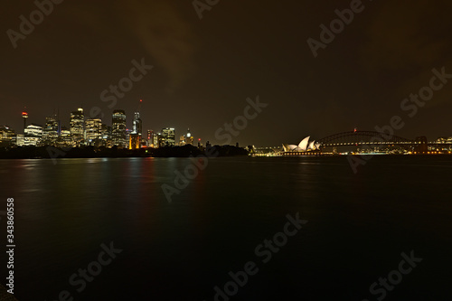 Sydney skyline with Harbour Bridge and Opera House at night © Darkdriver