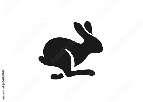 fast running rabbit logo vector, run bunny fast or jump silhouette vector illustration