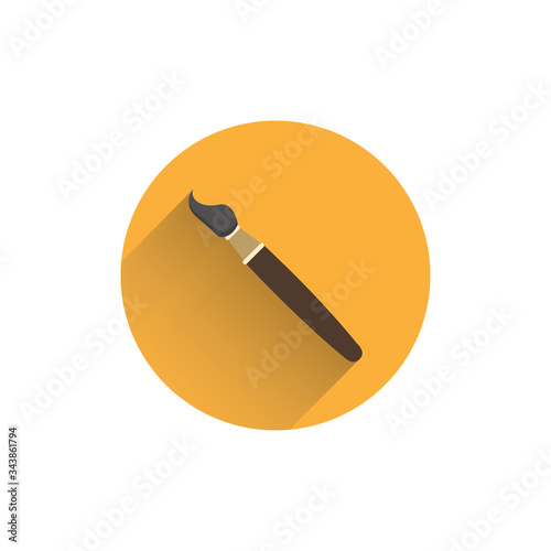 paintbrush colorful flat icon. art flat icon with shadow. painting flat icon photo