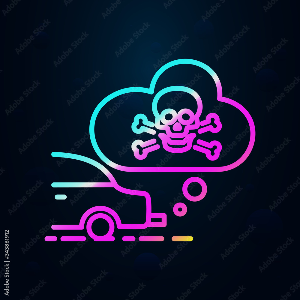 Car, toxic, skull nolan icon. Simple thin line, outline vector of car harmful gases icons for ui and ux, website or mobile application