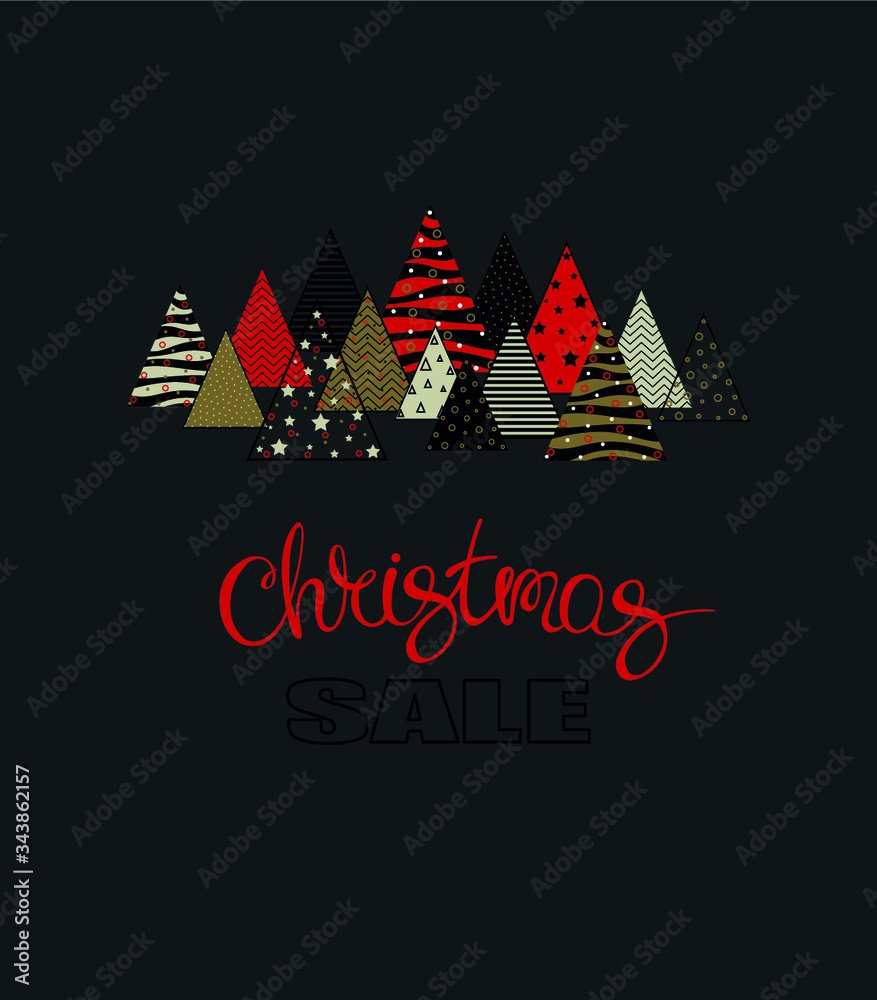 decorative christmas trees on a dark background