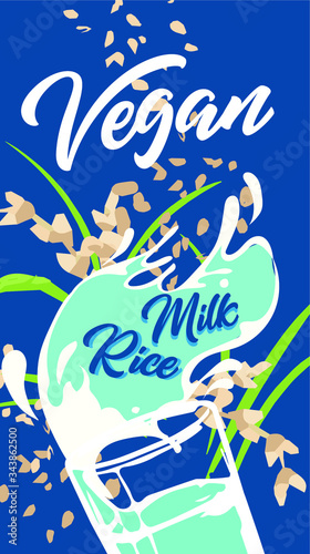Vegan rice milk based on soy plants Vegan milk for healthy cows is an alternative to lactose milk, an environmentally friendly product. Lactose free. banner ad
