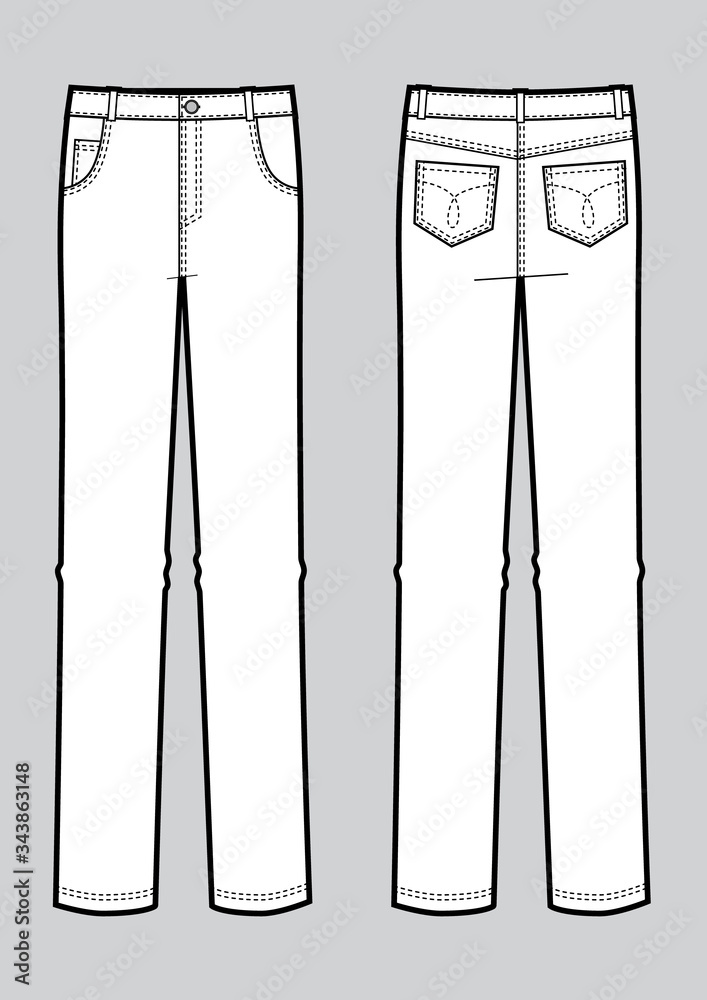 Vector illustration of man jeans. Front and back views Stock Vector ...