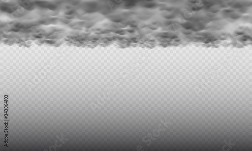Heavy clouds overlay or background, gray rainy clouds overcast an isolated cloudscape vector element, dull stormy weather sky effect