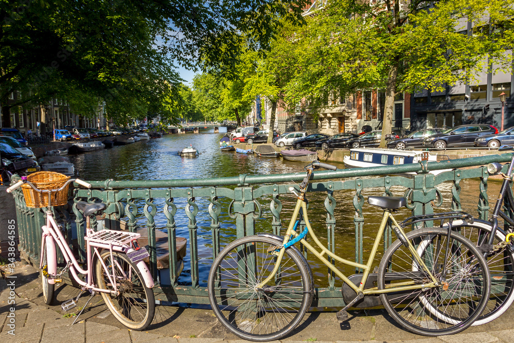 Amsterdam canal and bikes, The Netherlands