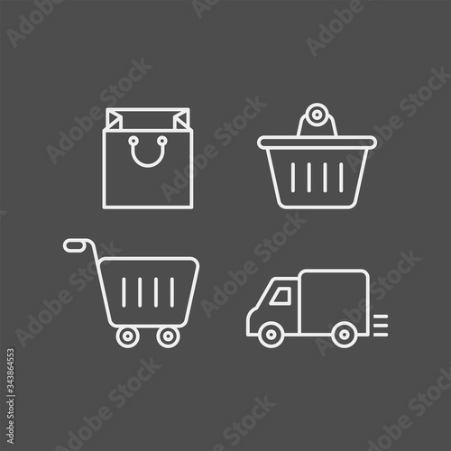 Shopping flat vector icons set. Shopping spree flat vector icons set. In a store flat vector icons set
