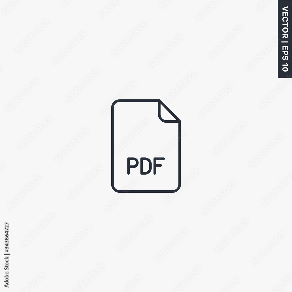 PDF file format, linear style sign for mobile concept and web design PDF file format, linear style sign for mobile concept and web design