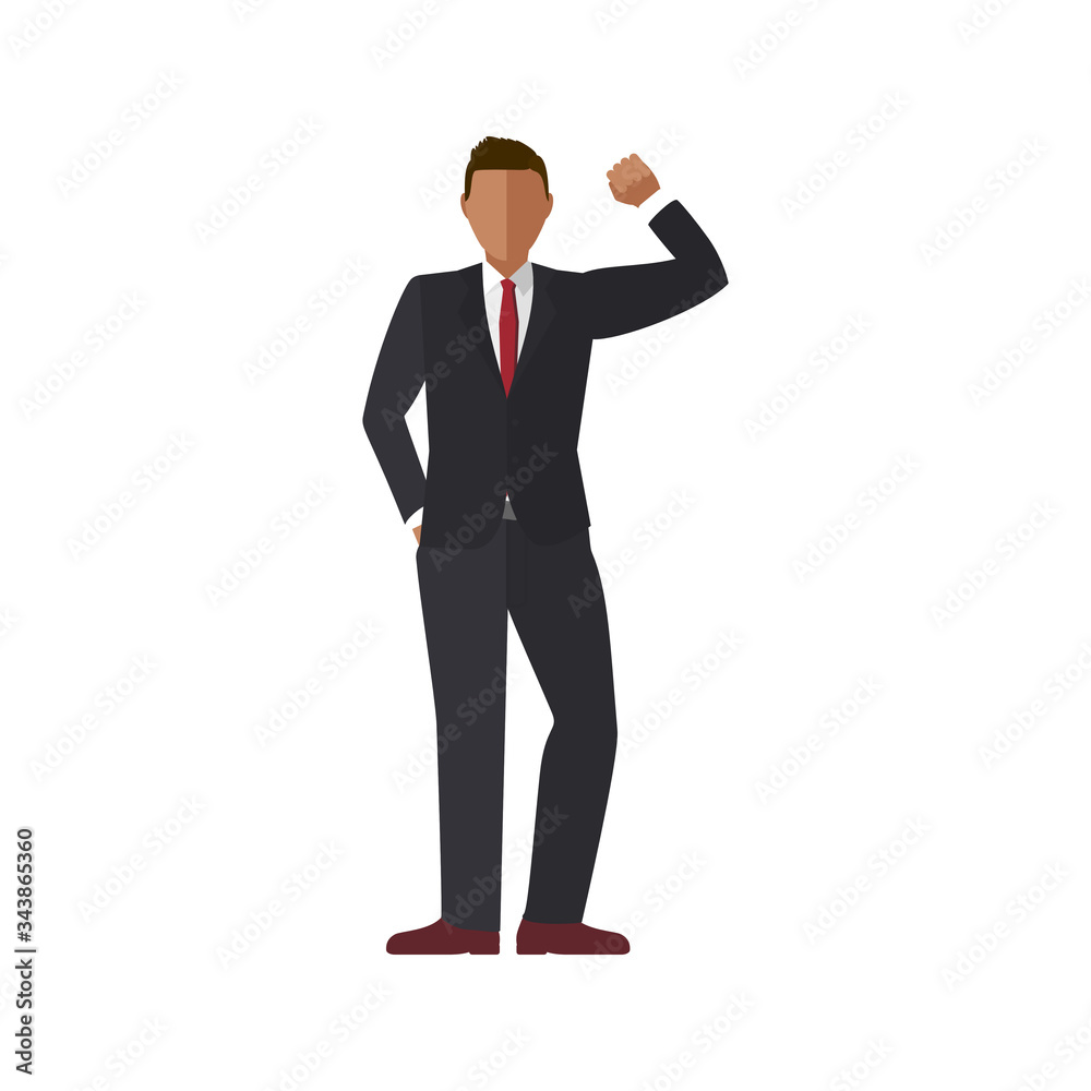 A well dressed businessman in a suit cheering at success A well dressed businessman in a suit cheering at success