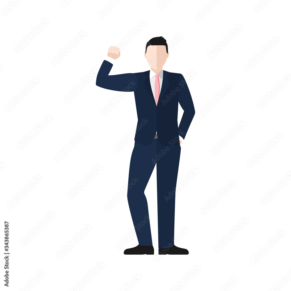 A well dressed businessman in a suit cheering at success A well dressed businessman in a suit cheering at success