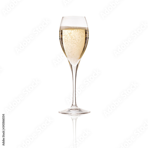 Glass of fancy bubbling champagne