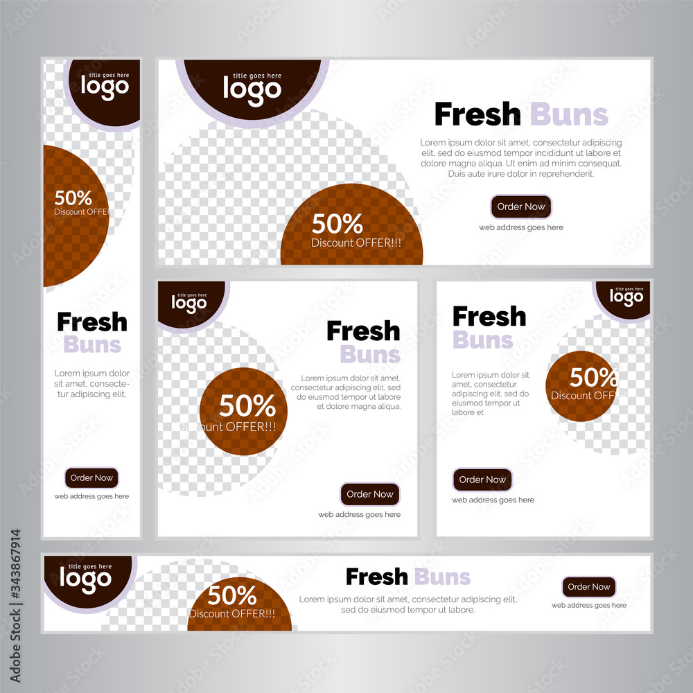 Web Banner set Design. Food & Restuaruant Concept Bannar set Design Template.	