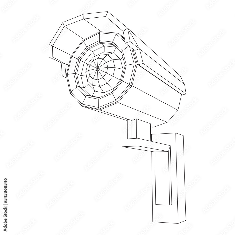Modern video camera. Webcam viewing area. Safety, security concept. Wireframe low poly mesh vector illustration. Modern video camera. Webcam viewing area. Safety, security concept. Wireframe low poly mesh vector illustration.