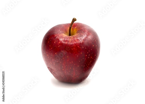A close up of a red apple