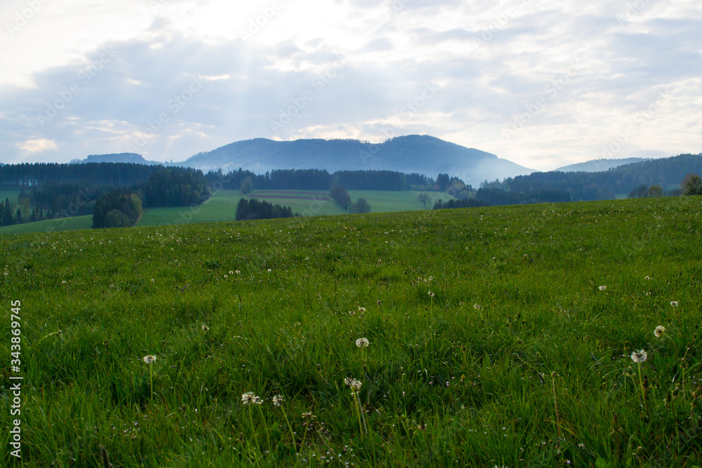 Fototapeta premium Austria, Alps mountains and landscape, hiking in the mountains.