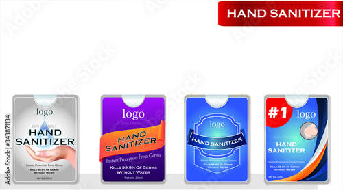 Hand sanitizer label design vector graphic template for packaging design.