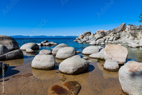 Granite Boulders and Rocky Cove at Sand Harbor, Lake Tahoe, Nevada, USA