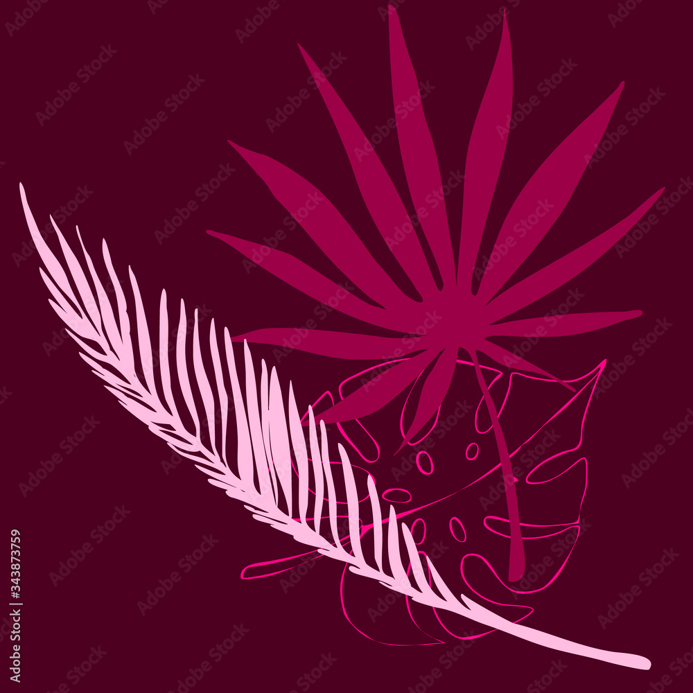 Fototapeta premium vector bouquet with tropical flowers. Floral arrangement. Amazing vector illustrations, outline style. Editable graphic elements.