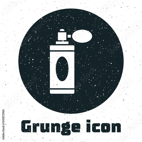 Grunge Aftershave bottle with atomizer icon isolated on white background. Cologne spray icon. Male perfume bottle. Monochrome vintage drawing. Vector Illustration