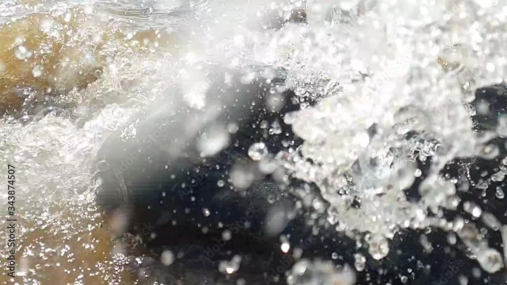 Sea pure waves break against rocks. Slow motion. Sea pure waves break against rocks. Slow motion.