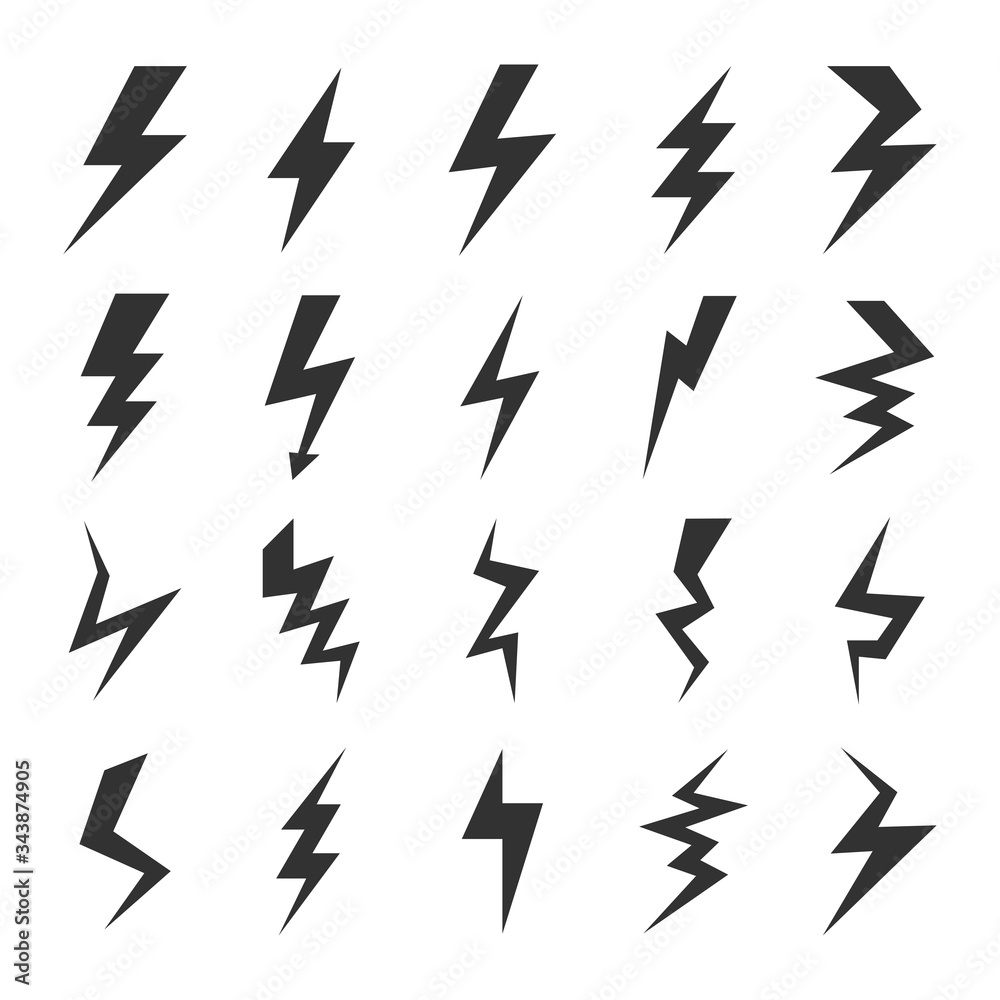 vector lightning bolt icons set vector lightning bolt icons set
