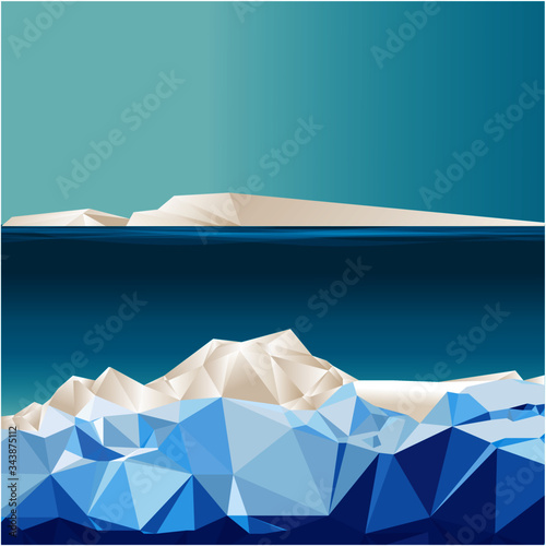 ice covered landscape, low poly style