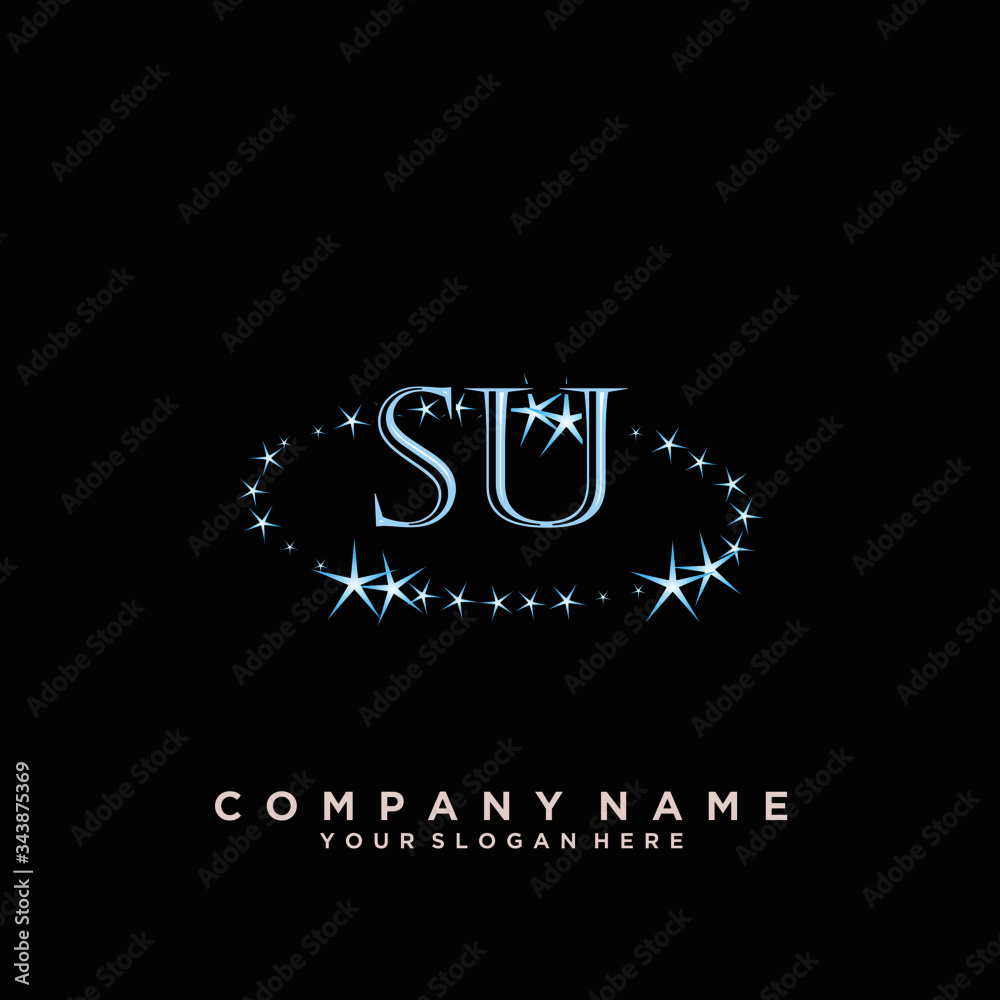 Initial Letter SU Logo With circle Template Vector