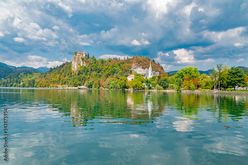 Fototapeta Naklejka Na Ścianę i Meble -  Panorama on Lake Bled in Slovenia