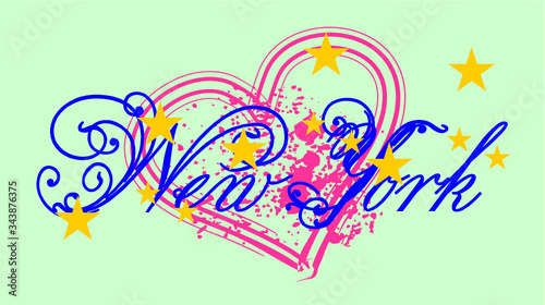 New york city tshirt print and embroidery graphic design vector art