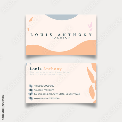 Beauty Beige and grey color abstract minimalist business card template photo