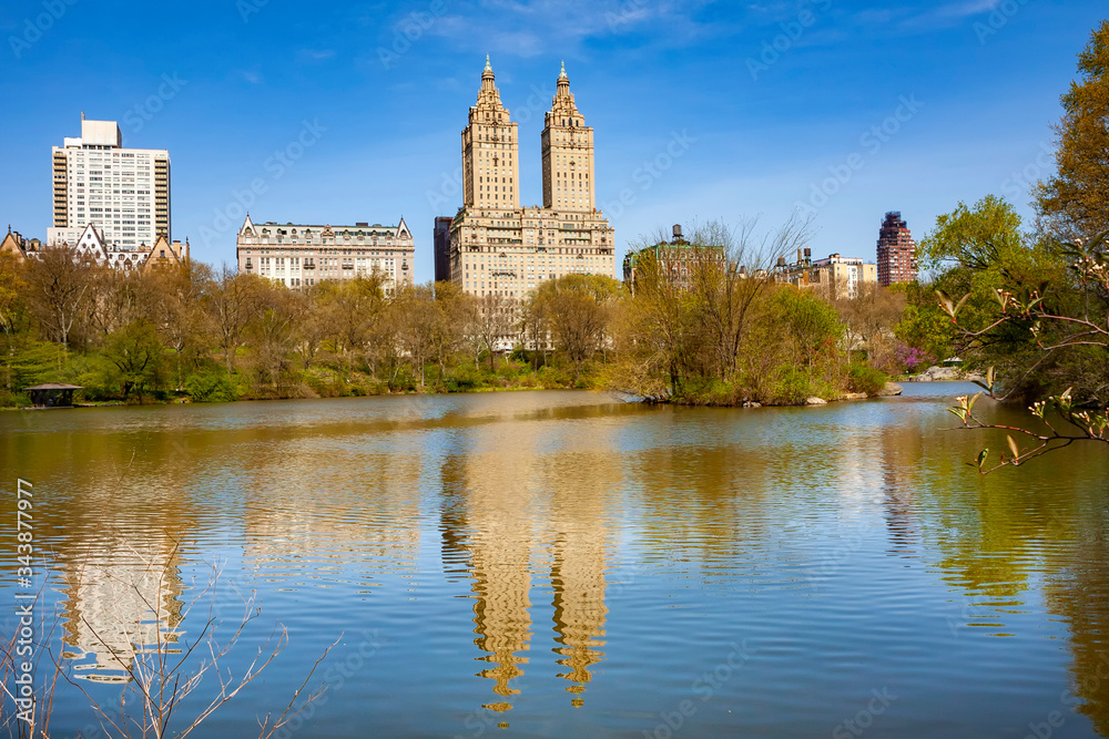 The San Remo and The Lake seen at Central Park, Manhattan, New York. The San Remo and The Lake seen at Central Park, Manhattan, New York.