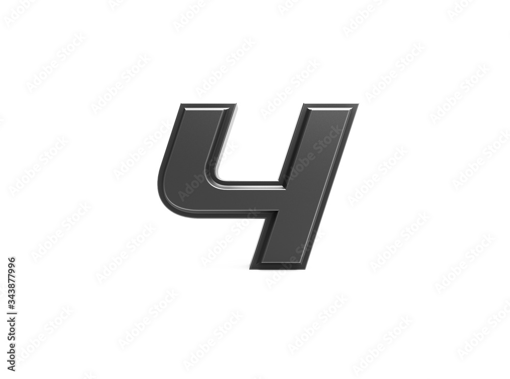 3d render isolated metallic number 4 3d render isolated metallic number 4