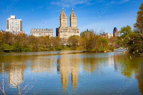 The San Remo and The Lake seen at Central Park, Manhattan, New York.