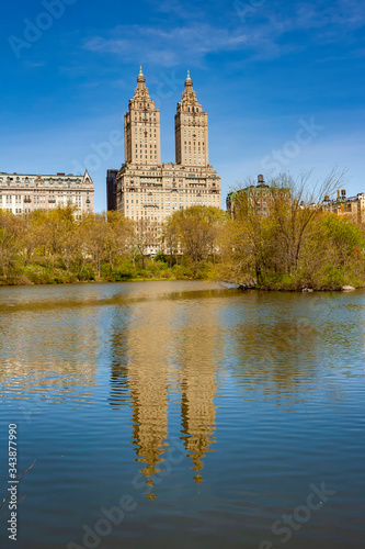 The San Remo and The Lake seen at Central Park, Manhattan, New York.