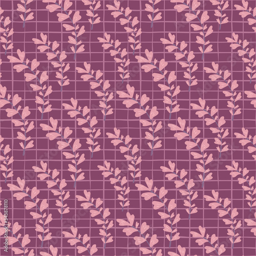 Seamless pattern with branch leaves. Geometric botanical leaf wallpaper.