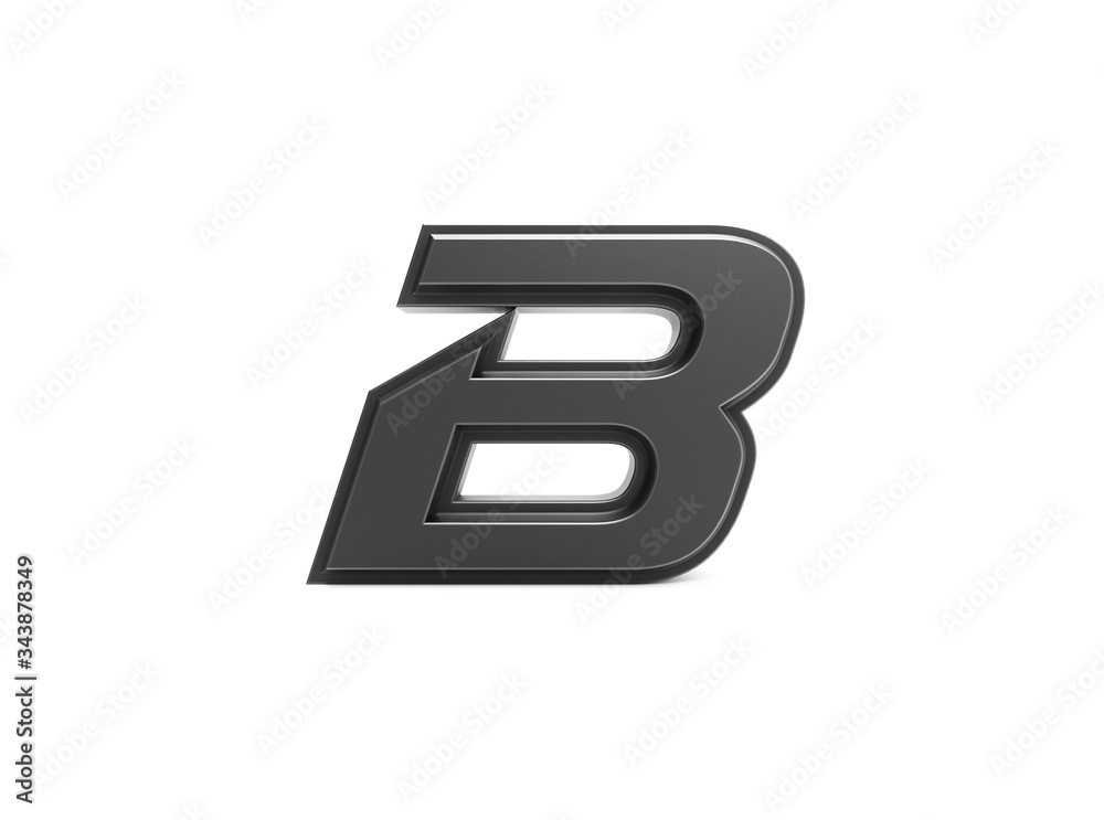 3d render isolated metallic letter b