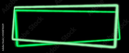 3D rendering of an abstract bright neon frame. Luminous neon line of a rectangular path. Web Background Laser Show