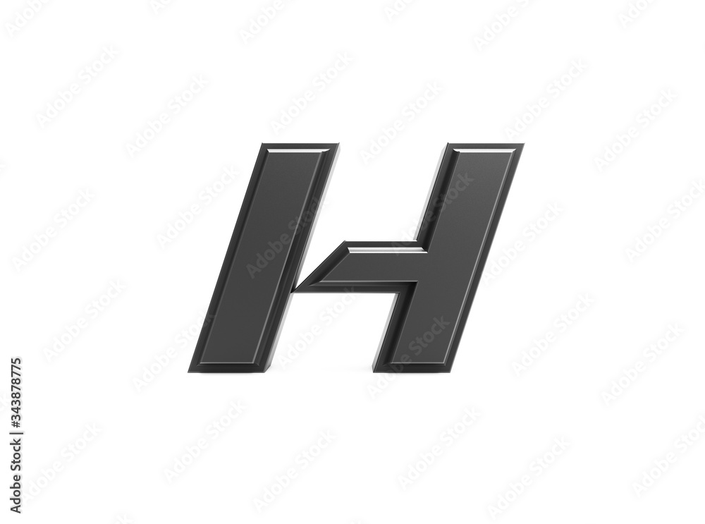 3d render isolated metallic letter h 3d render isolated metallic letter h