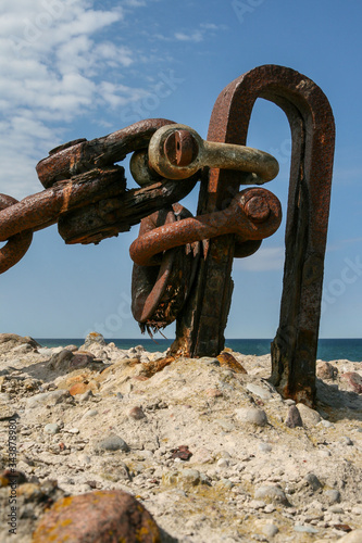 Old rustic rusty anchor chain photo