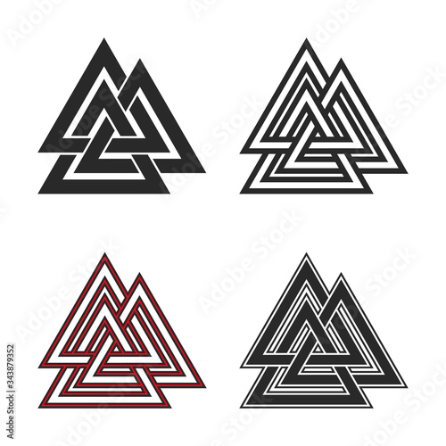 valknut symbols flat and line style vector illustration
