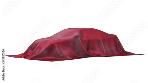 Auto unter einem roten Tuch photo