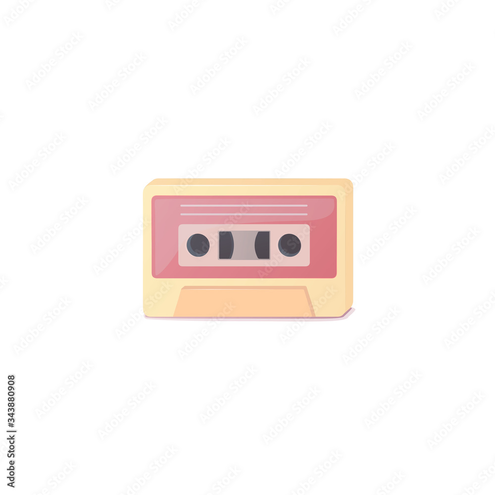 isometric audio tape. colorful flat vector illustration. classic cassette. vintage music. isolated on white background