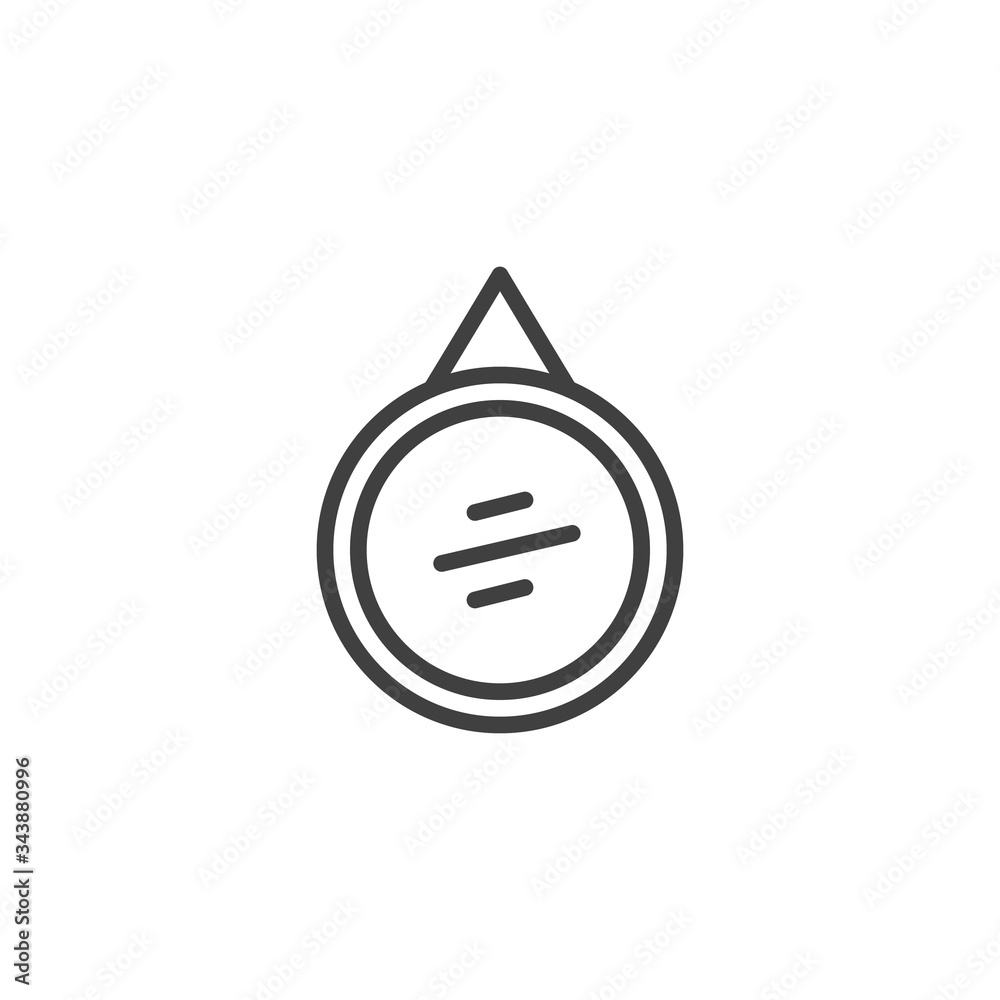 Circle frame mirror line icon. linear style sign for mobile concept and web design. Wall Mirror with reflection outline vector icon. Symbol, logo illustration. Vector graphics