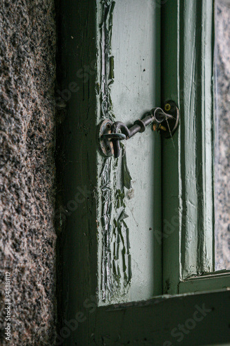 Old rustic vintage timber window lock