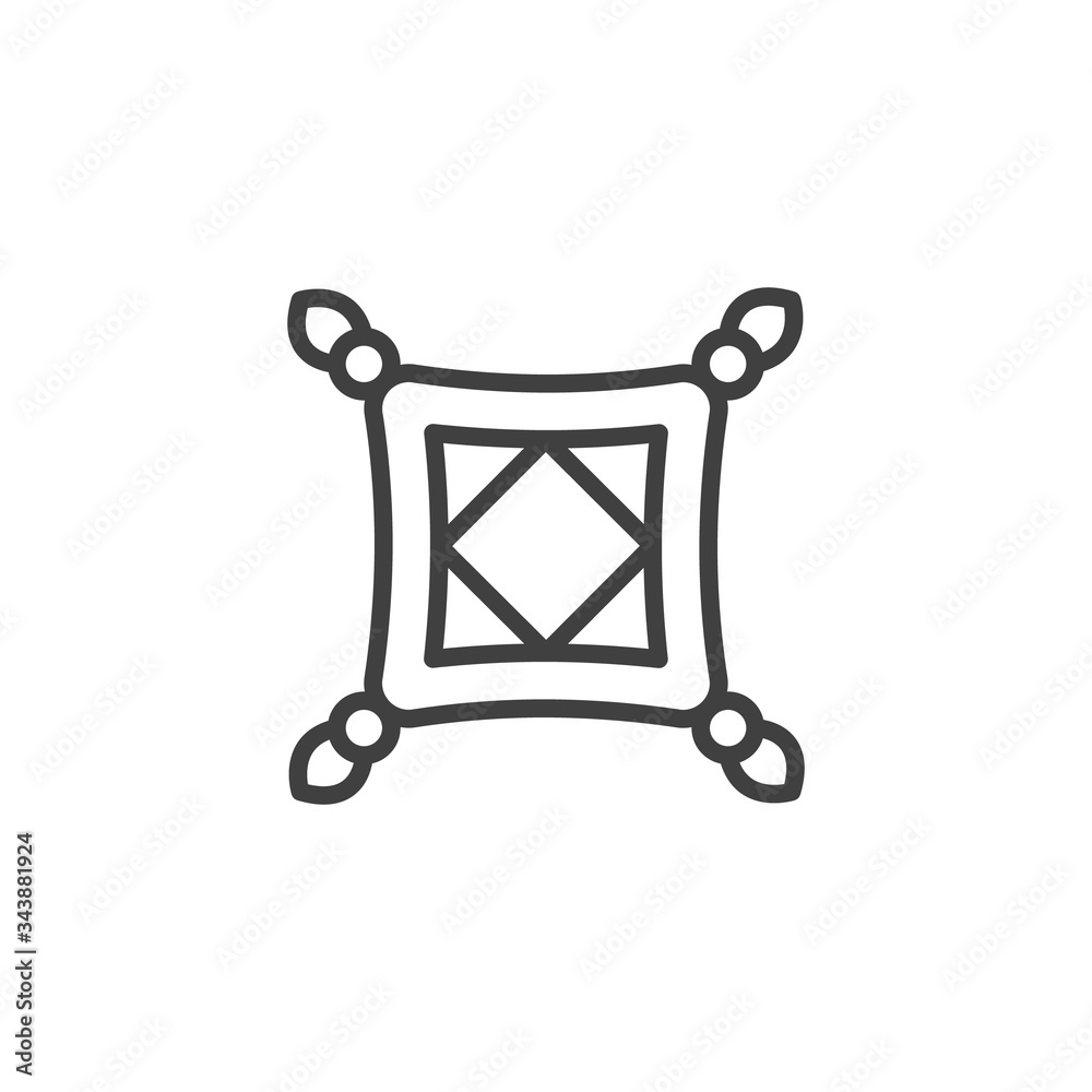Throw pillow line icon. linear style sign for mobile concept and web design. Decorative cushion pillow outline vector icon. Symbol, logo illustration. Vector graphics