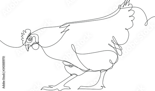 illustrazione di un gallo disegnato a linea continua, isolato su sfondo bianco