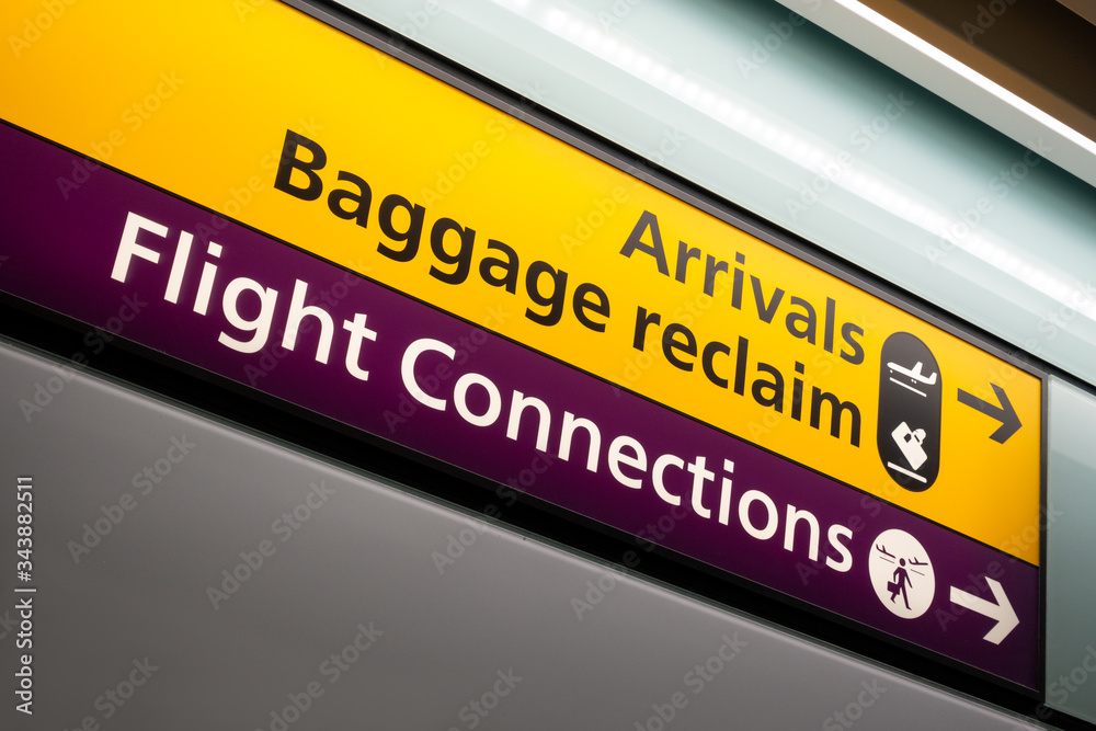 Arrivals Baggage Reclaim Flight Connections Airport Sign