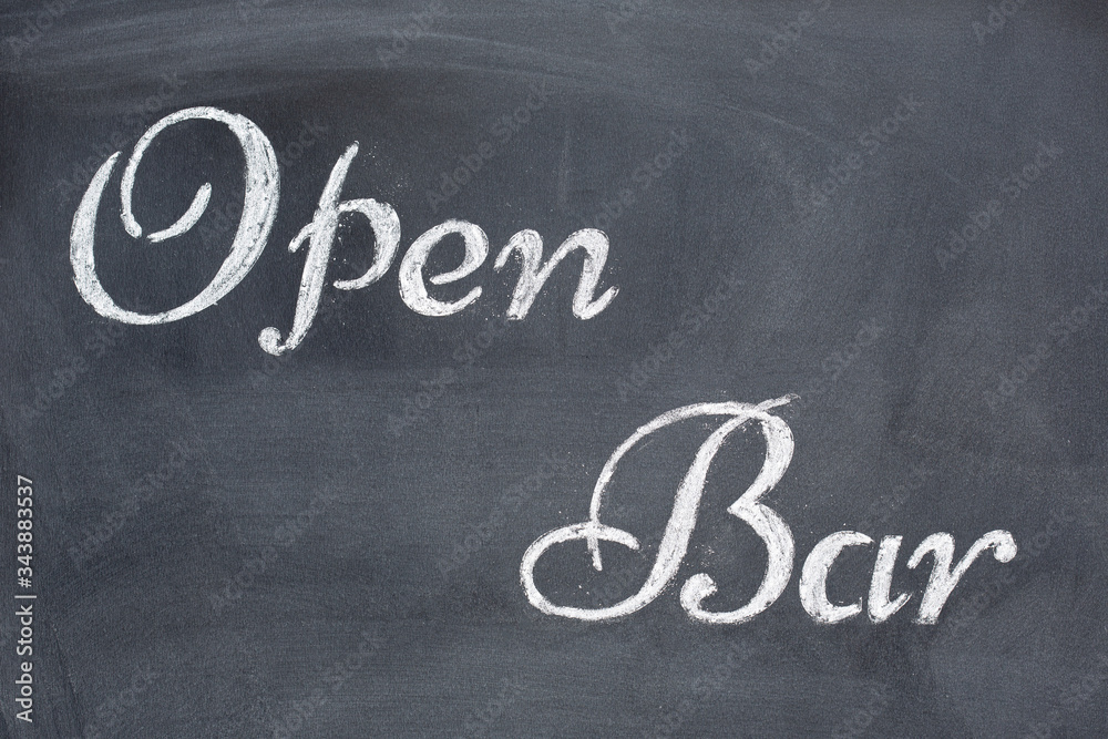 Fototapeta premium Blackboard with the word Open Bar
