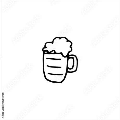 Hand drawn glass of beer. Vector doodle illustration