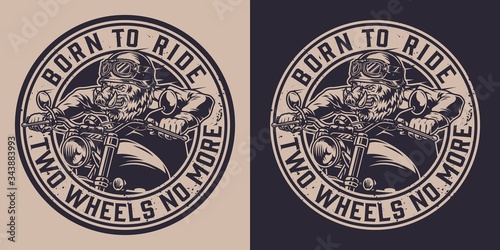 Animal moto rider vintage badge